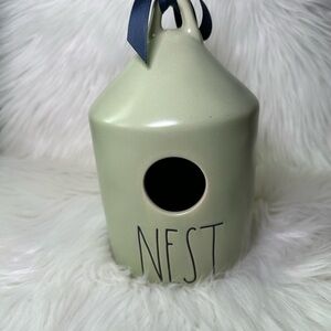 Rae Dunn Nest Birdhouse with Blue Ribbon